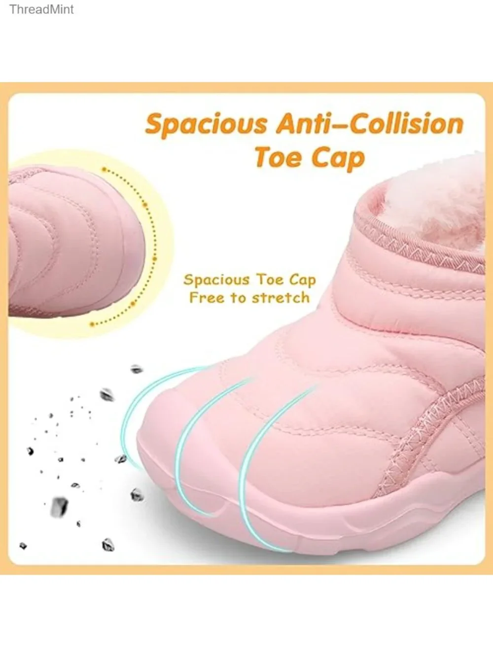Kids Winter Boots Anti-Slip EVA Sole Faux Fur Lining Unisex Toddler